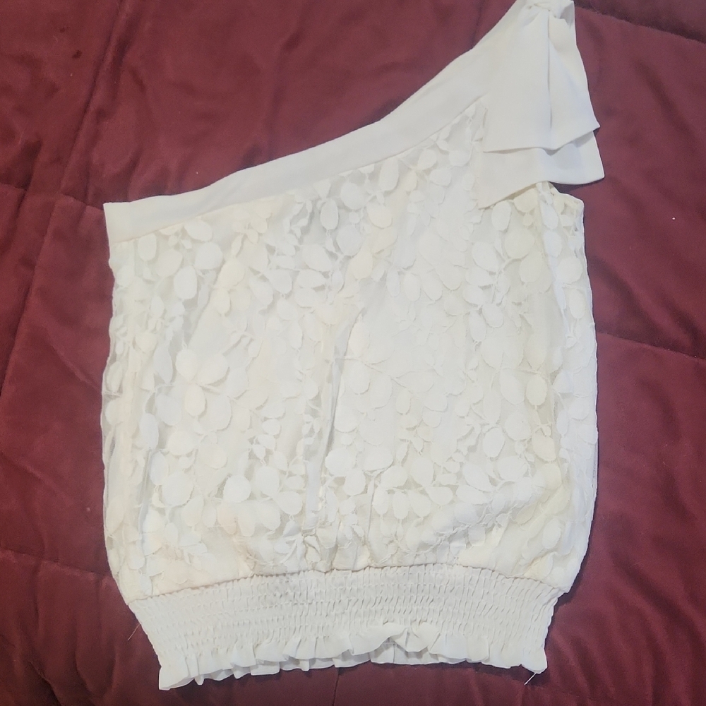 Cream One-Shoulder Textured Top - Picture 1 of 1